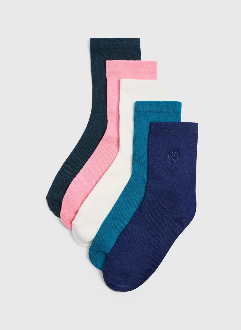 ماتلان 5 Pack Multi Colour Bow Embroidered Ankle Socks