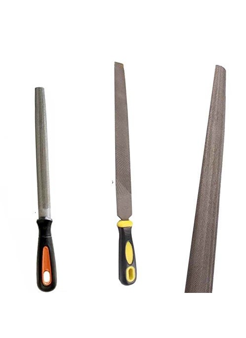 DIY Crafts DIY Crafts Pack Of 1 Set Design No 3 2 Pcs 2 Pieces Yellow Black Handle Steel Middle Cut Half Round Pack Of 1 Set Design No 3  - Image 1