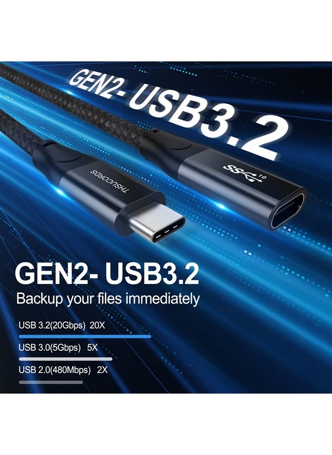 Thsucords USB C Extension Cable 100W 1FT, USB C Type C 3.2 Gen 2 Male to Female Cord 20Gbps Data Transfer USB C 3.1 Type C 20V/5A Fast Charging Cable, 4K@60Hz Video Monitor Nylon Braided Cable.  - Image 5