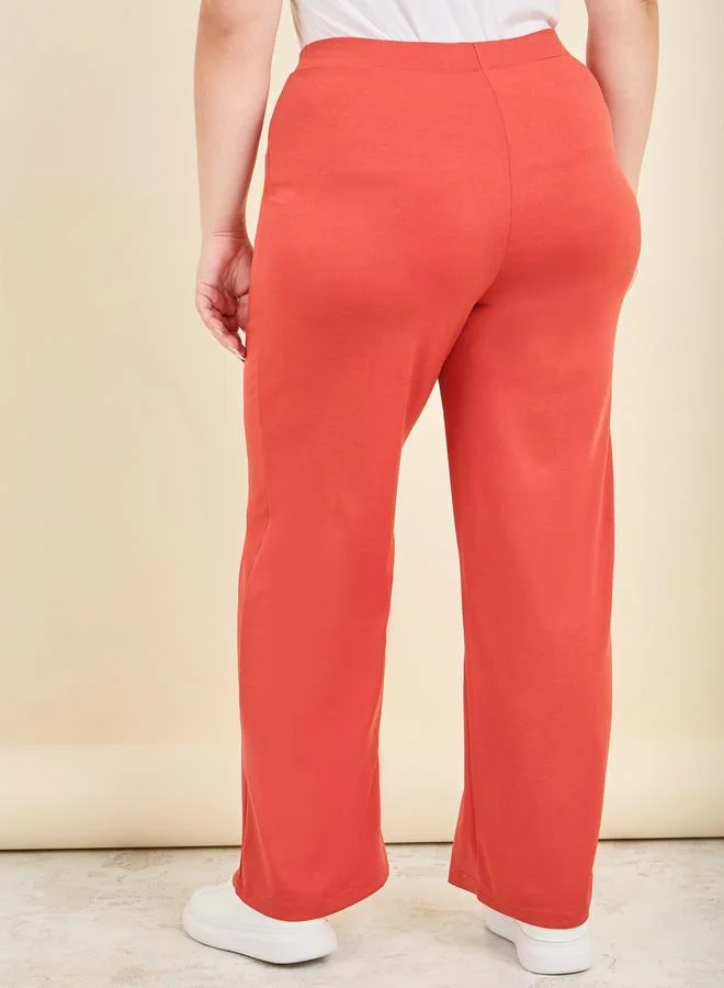 Styli Styli Elasticated Waistband Straight Fit Ponte Tregging