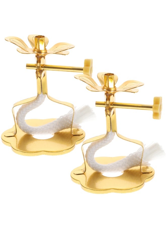 كيلا عبوتان من فتيل مصباح الزيت العائم، حامل مصباح السمن، حامل شموع، قرص فلين زيتي، حامل أعواد بخور تبتية، مناسب لتزيين رمضان والعلاج العطري، 5.5 × 4 سم / 2.2 × 1.6 بوصة - Image 1