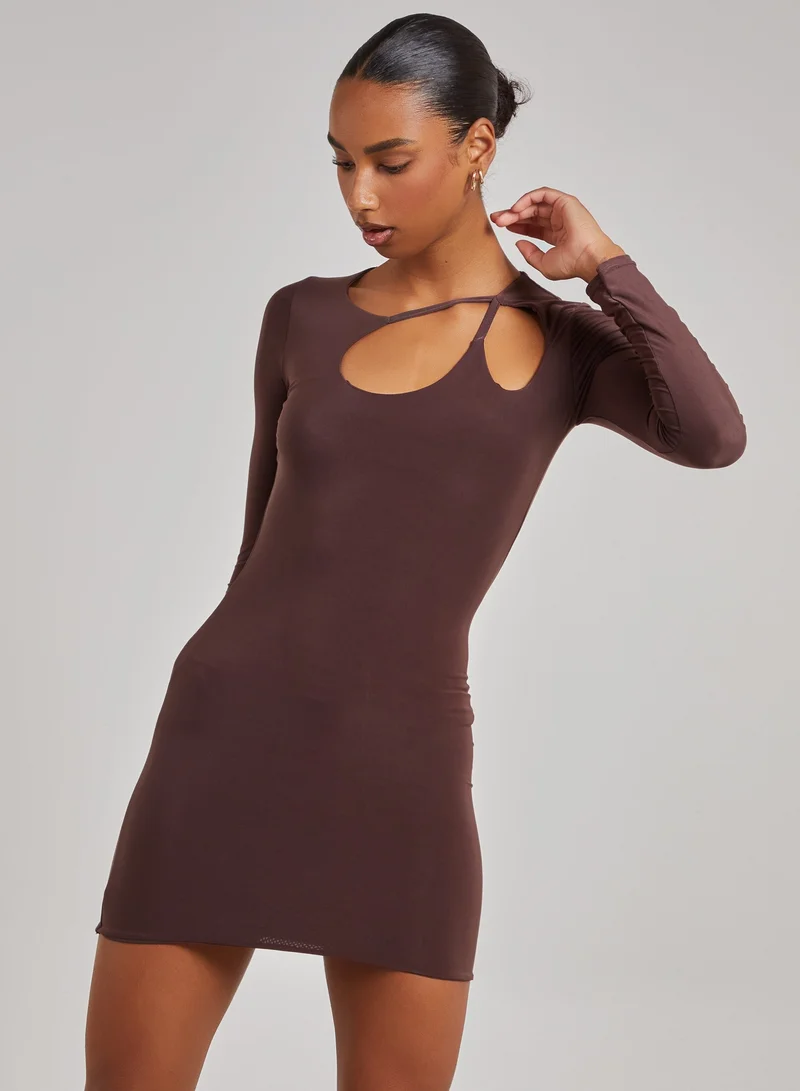 Pink Vanilla  Asymmetric Cut Out Shoulder Dress for Women | Best Price UAE