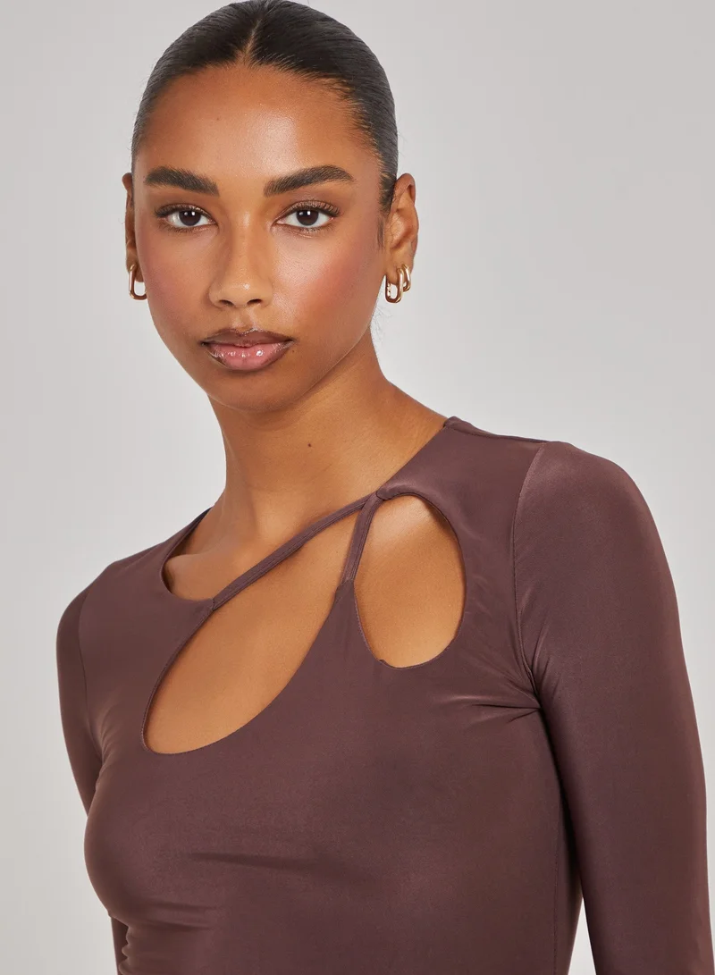 Pink Vanilla  Asymmetric Cut Out Shoulder Dress for Women | Best Price UAE