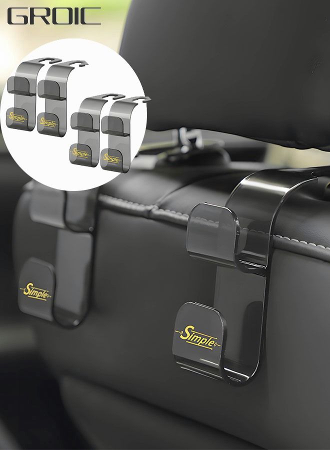 GROIC 4 Pieces Headrest Hooks for Car, Universal Multifunctional Car Back Seat Mobile Phone Holder, Hanger Bag Purse Watching Movie - Image 1