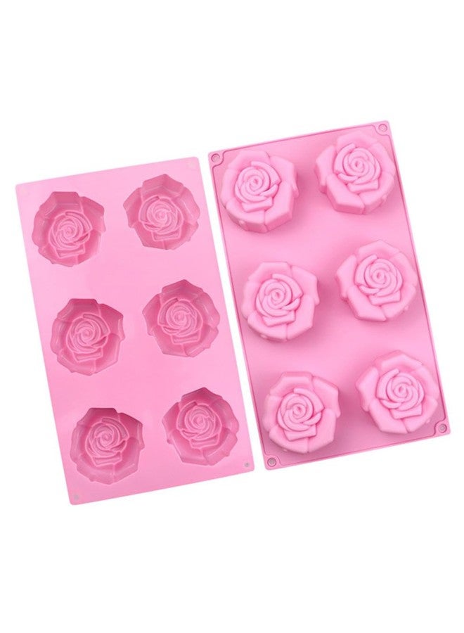 CAKE DECOR™ 6 Cavity Rose Flower Silicone Moulds for Soaps and Chocolate Jelly Desserts Mould - Image 1