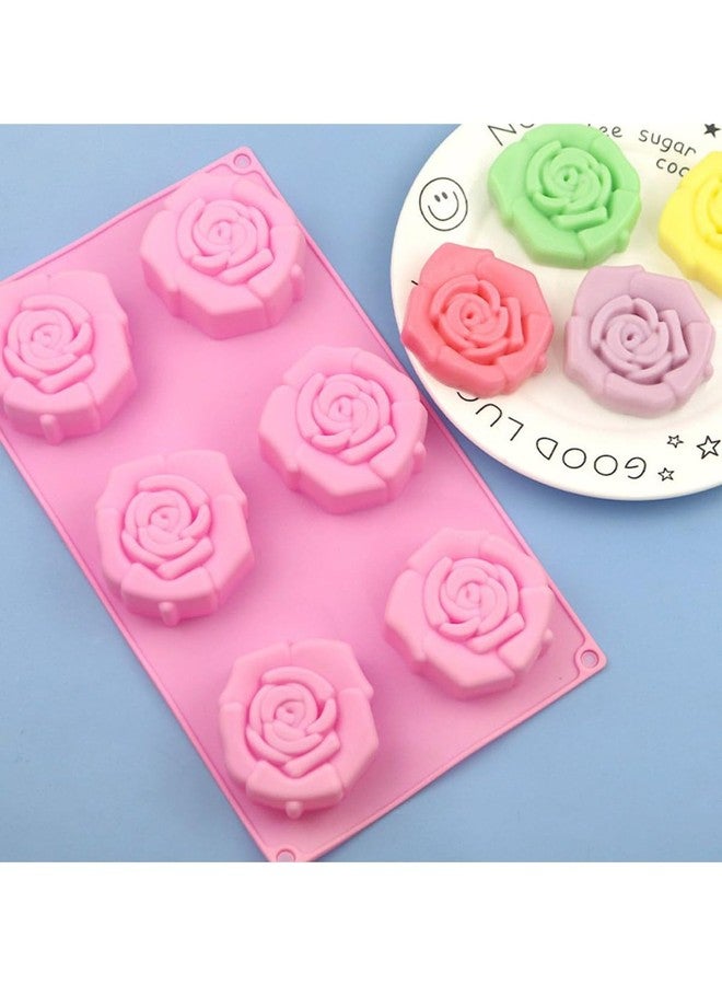 CAKE DECOR™ 6 Cavity Rose Flower Silicone Moulds for Soaps and Chocolate Jelly Desserts Mould - Image 2