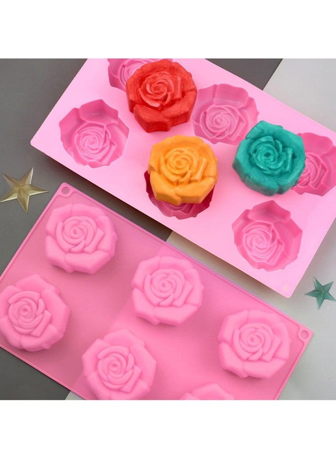 CAKE DECOR™ 6 Cavity Rose Flower Silicone Moulds for Soaps and Chocolate Jelly Desserts Mould - Image 5