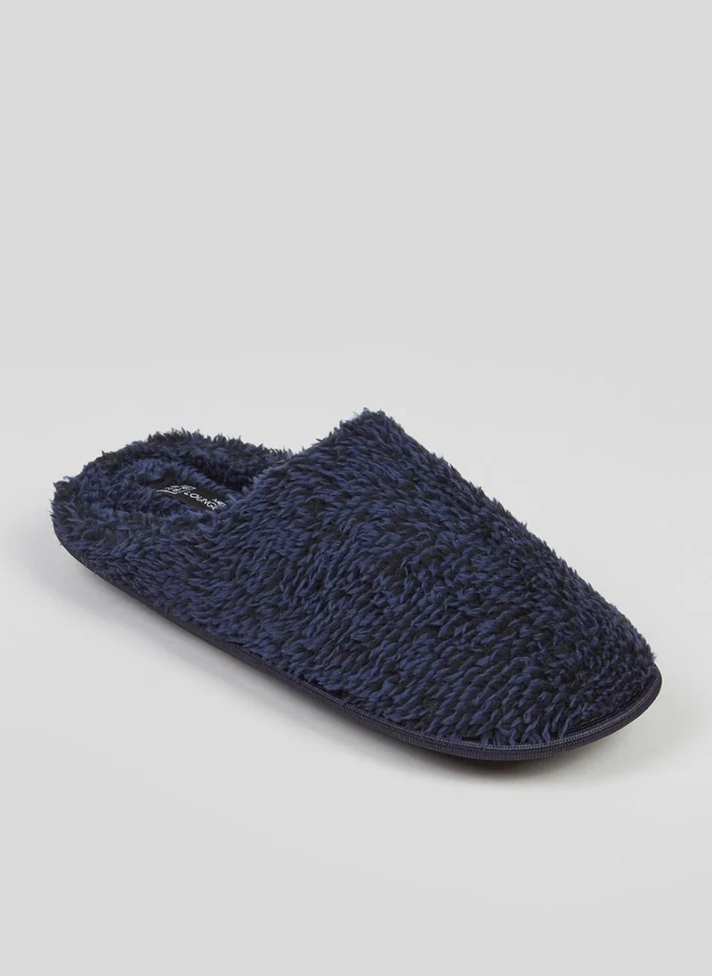 Matalan Navy Fluffy Mule Slippers