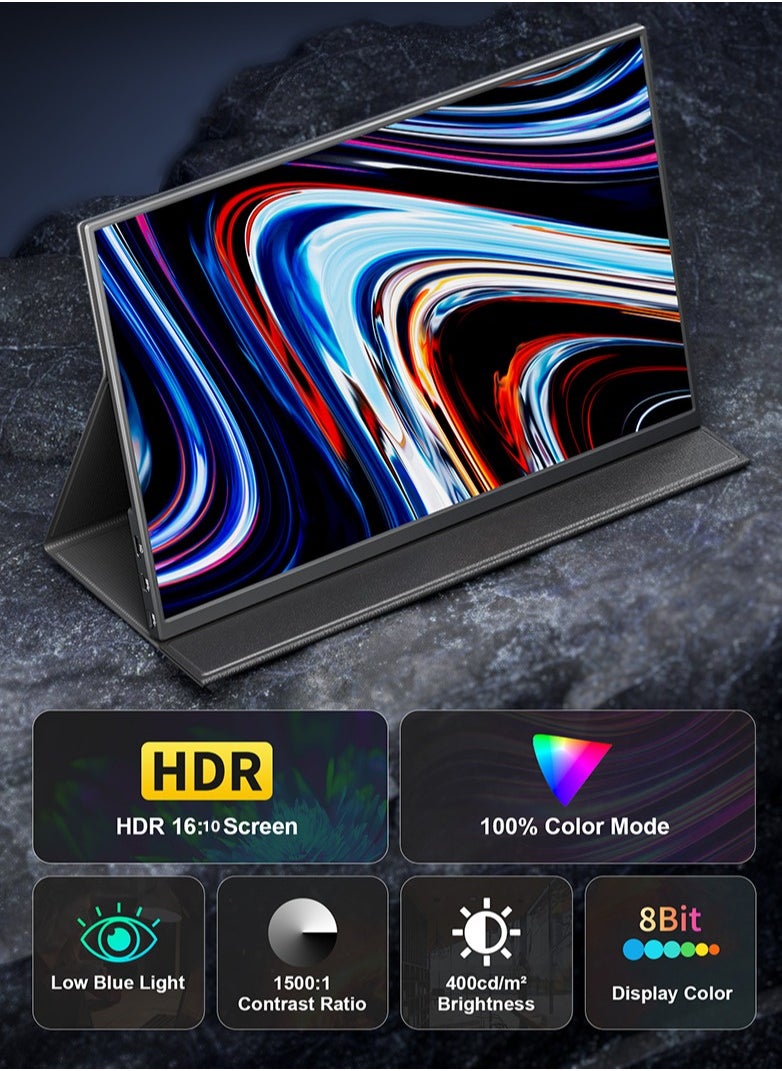 Generic - 14.5 Inch 4K Portable Monitor HDR 16:10 CNC Metal Display, 100% Color Gamut, Low Blue Light, Compatible with Switch/Xbox/PS5/Laptop/Phone – Lightweight Travel Monitor with Smart Magnetic Cover - Image 1