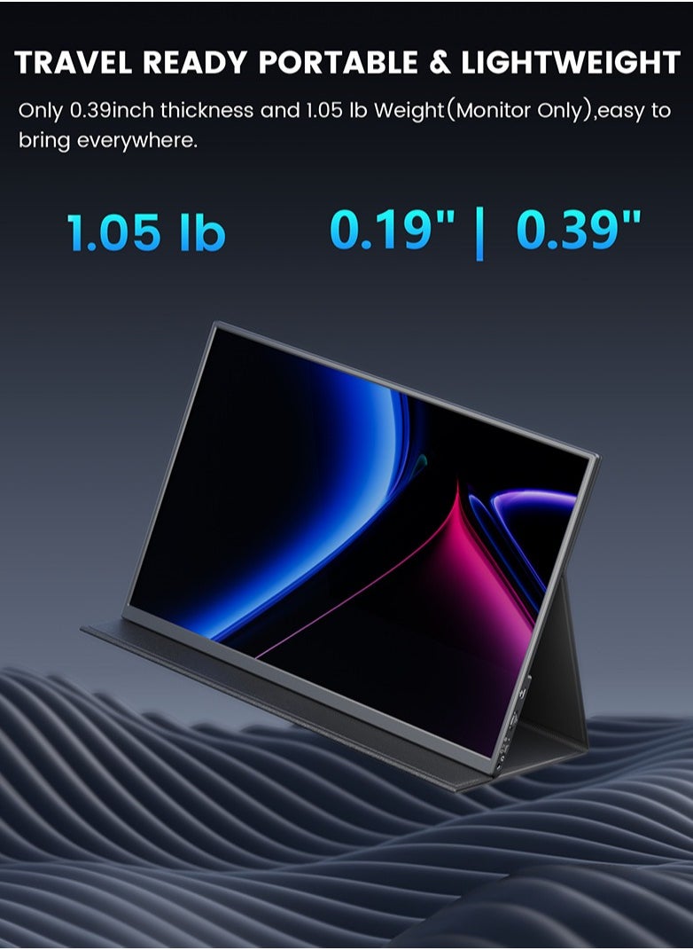Generic - 14.5 Inch 4K Portable Monitor HDR 16:10 CNC Metal Display, 100% Color Gamut, Low Blue Light, Compatible with Switch/Xbox/PS5/Laptop/Phone – Lightweight Travel Monitor with Smart Magnetic Cover - Image 1