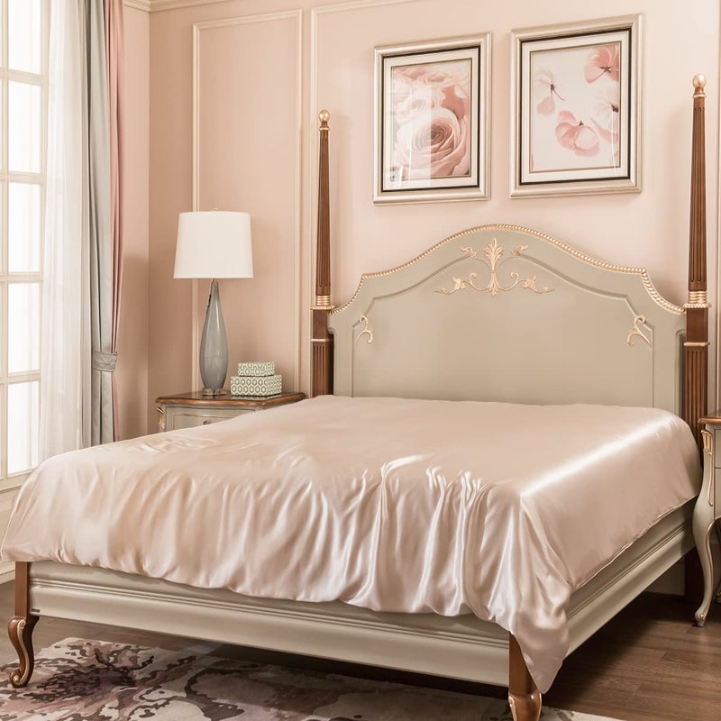 PROMEED 100% Mulberry Silk Duvet Cover Twin Size, Real Grade 6A+ 22 Momme Mulberry Silk Quilt/Comforter Cover with Zipper and Corner Tie (Champagne, Twin) - Image 1