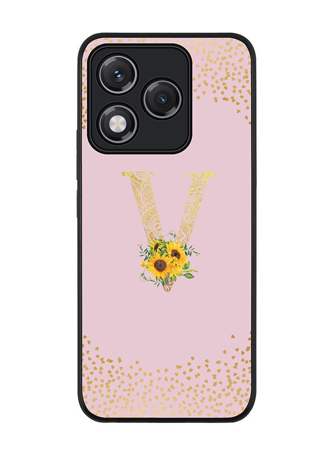 Stylizedd For Honor 400 Lite Case,Slim fit Camera Protection, Shockproof Thin Phone cover  - Custom Floral Monogram - V  (Pink )