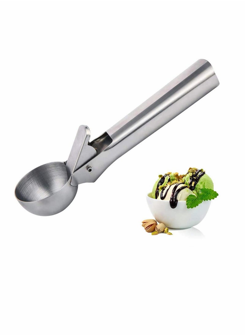 SYOSI - Ice Cream Scoop, Stainless Steel Ice Cream Spoon with Easy Trigger, Dipper, Durable & Easy to Use, Nonstick for Fruits, Water Melon, Yogurt, Cookie Dough, Jelly(Sliver) - Image 1