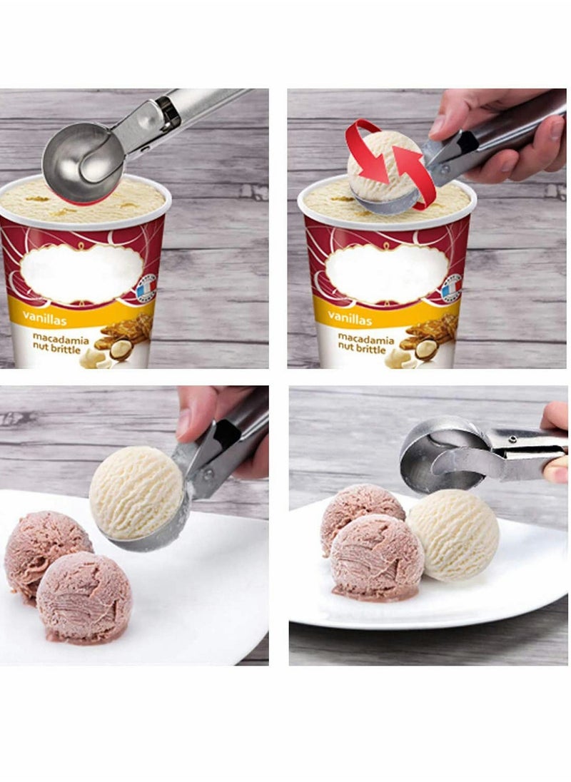 SYOSI - Ice Cream Scoop, Stainless Steel Ice Cream Spoon with Easy Trigger, Dipper, Durable & Easy to Use, Nonstick for Fruits, Water Melon, Yogurt, Cookie Dough, Jelly(Sliver) - Image 1