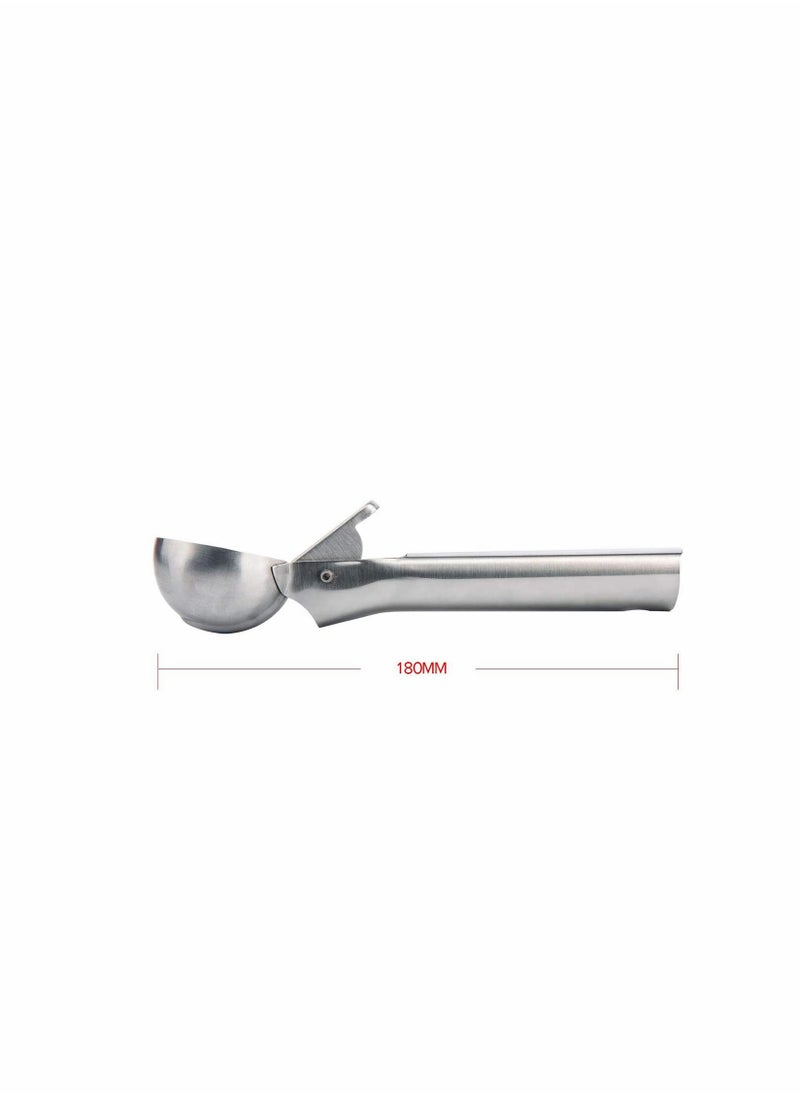 SYOSI - Ice Cream Scoop, Stainless Steel Ice Cream Spoon with Easy Trigger, Dipper, Durable & Easy to Use, Nonstick for Fruits, Water Melon, Yogurt, Cookie Dough, Jelly(Sliver) - Image 1