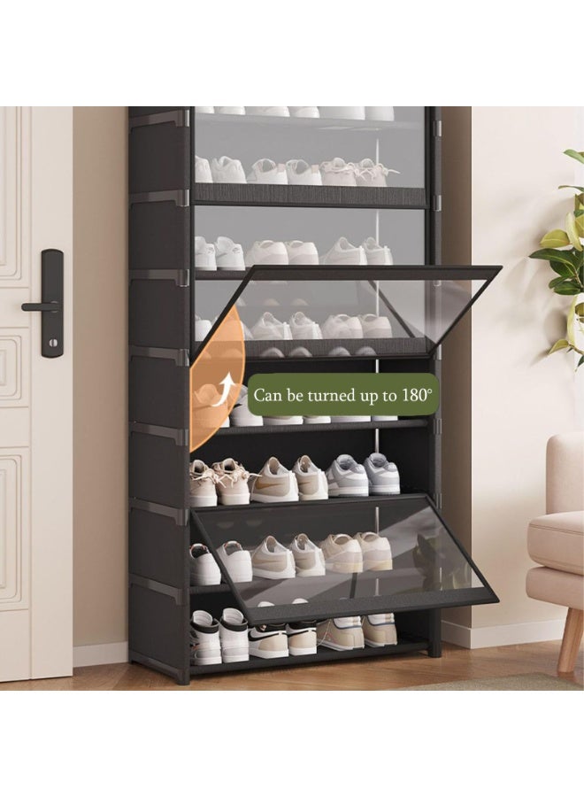 XiuWoo Shoes Cabinet 9 Tier Shoes Organizer,Shoes Storage,Vertical Shoes Rack For Small Spaces, Tall Narrow Shoes Cabinet Organizer For Closet Entryway,free Stacking Diy, Free Design To Save Space Shoe Shelf White 64*30*139cm - Image 4