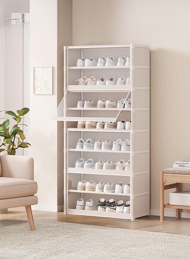 XiuWoo Shoes Cabinet 9 Tier Shoes Organizer,Shoes Storage,Vertical Shoes Rack For Small Spaces, Tall Narrow Shoes Cabinet Organizer For Closet Entryway,free Stacking Diy, Free Design To Save Space Shoe Shelf White 64*30*139cm - Image 1