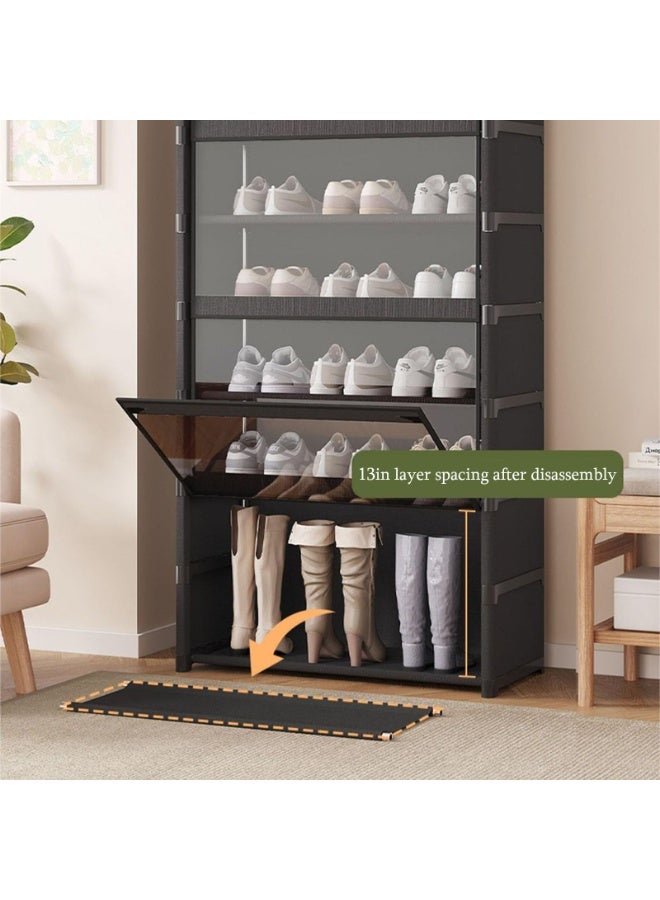 XiuWoo Shoes Cabinet 9 Tier Shoes Organizer,Shoes Storage,Vertical Shoes Rack For Small Spaces, Tall Narrow Shoes Cabinet Organizer For Closet Entryway,free Stacking Diy, Free Design To Save Space Shoe Shelf White 64*30*139cm - Image 5