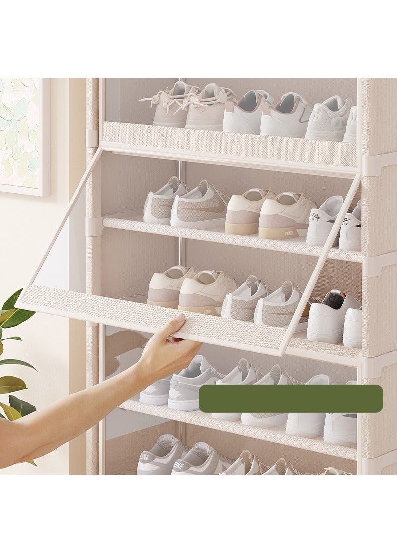 XiuWoo Shoes Cabinet 9 Tier Shoes Organizer,Shoes Storage,Vertical Shoes Rack For Small Spaces, Tall Narrow Shoes Cabinet Organizer For Closet Entryway,free Stacking Diy, Free Design To Save Space Shoe Shelf White 64*30*139cm - Image 2