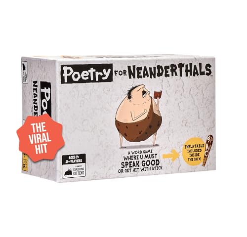 Exploding Kittens Poetry for Neanderthals 2+ Players - Ages 7+ - 15 Minutes to Play - Competitive Word Guessing Game - Party Game, Family Game Night, Kid and Adult Card Game - Image 1
