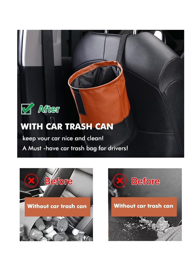 KASTWAVE Collapsible Car Bin, Universal Traveling Portable Car Bin Storage, Tidy Water Resistant Leather Pop up Car Bin Storage, Hook Hanging Car Bin for Front, Back of Car, 1 Pcs - Image 3