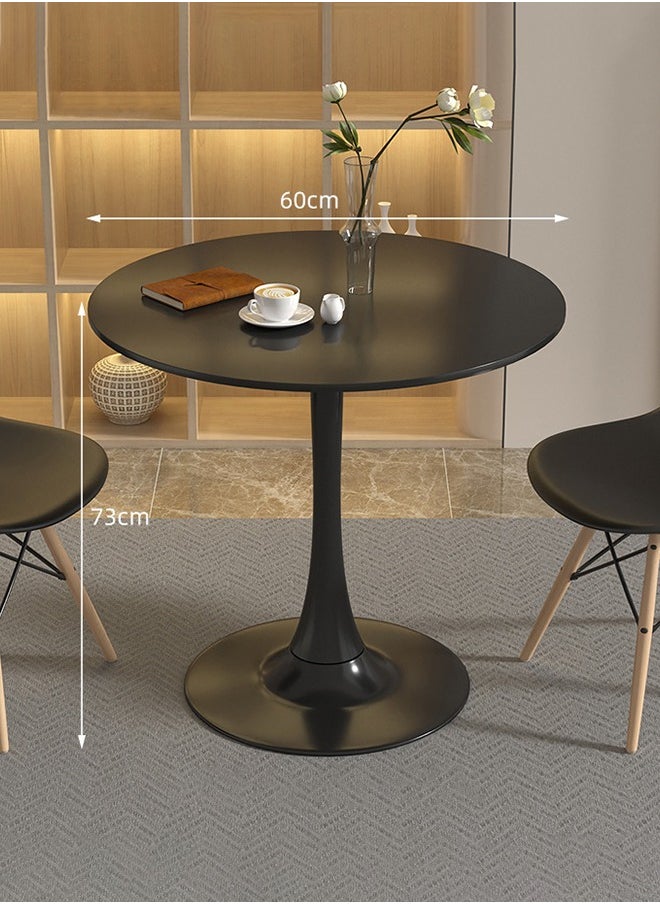 Taimi Round Dining Table Elegant Plastic, Coffee Table for Living Room, Dining Room or Cafe, Black - 60x60x73cm  - Image 1