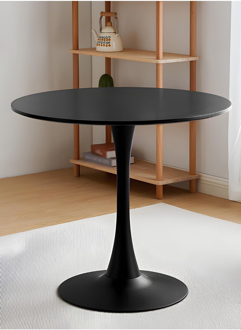 Taimi Round Dining Table Elegant Plastic, Coffee Table for Living Room, Dining Room or Cafe, Black - 60x60x73cm  - Image 2