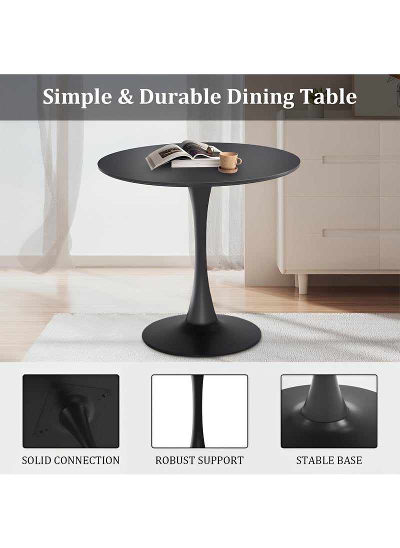 Taimi Round Dining Table Elegant Plastic, Coffee Table for Living Room, Dining Room or Cafe, Black - 60x60x73cm  - Image 3