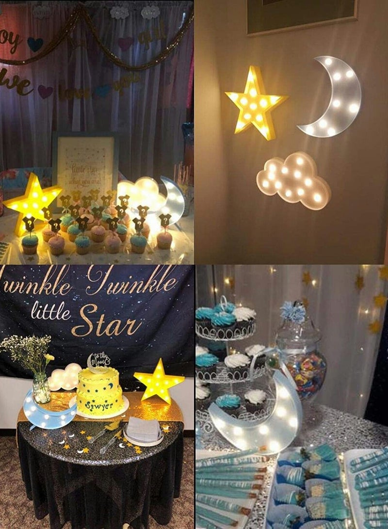 Excefore Night Light, LED  Moon Star and Cloud Shaped Marquee Decorations Sign Light Operated Table Lamp for Kids Children Bedroom Lighting Birthday Party Decor  - Image 5