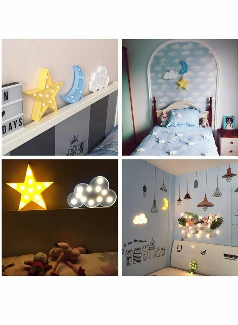 Excefore Night Light, LED  Moon Star and Cloud Shaped Marquee Decorations Sign Light Operated Table Lamp for Kids Children Bedroom Lighting Birthday Party Decor  - Image 2