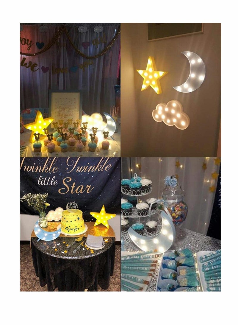 Excefore Night Light, LED  Moon Star and Cloud Shaped Marquee Decorations Sign Light Operated Table Lamp for Kids Children Bedroom Lighting Birthday Party Decor  - Image 4