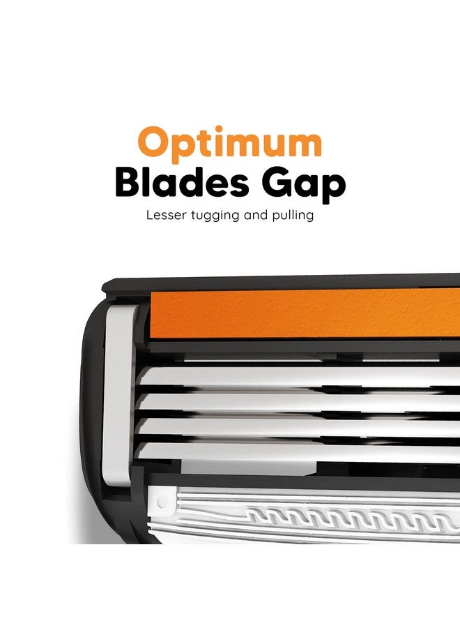 LetsShave Pro 4 Manual Razor For Men, 1 Handle + 2 Blades, 4 Blade Razor With Open Flow Architecture, Manual Hair Removal Razor, Full Body Razor With Rubber Guard - Image 2