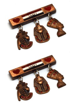 immatgar 2 pieces of  Immatgar Pharaonic Fridge Magnet - Egyptian Souvenir, Ancient Egypt Decor Collectible Magnetic Ornament for Kitchen, Home & Office Décor (Burnt Red) 