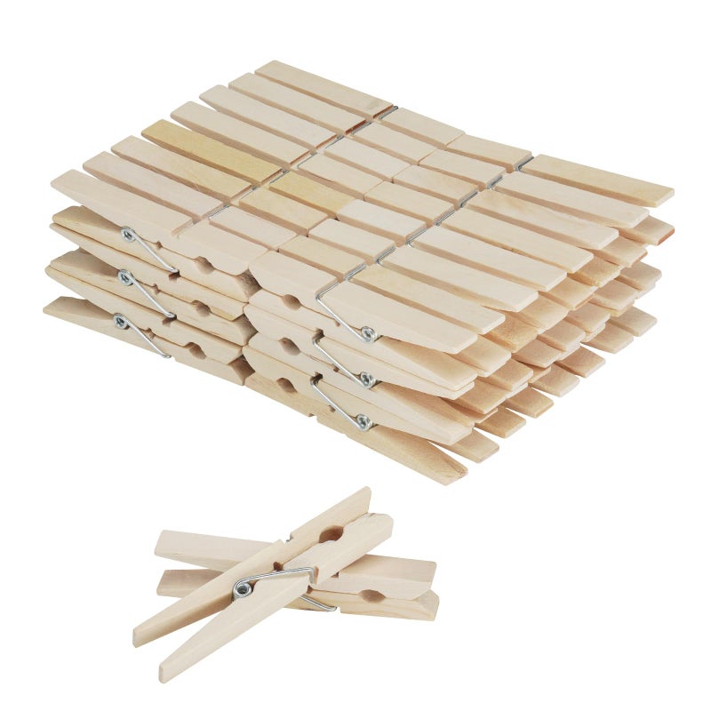 Ktojoy Wooden Clothes Pins 50 Pack  2.9 Inch  Large Natural Birchwood Rust  Moisture Resistant Clothes Pegs  Heavy Duty Wooden Clothespins Clothes Pins For Craft Wooden Clips For Pictures - Image 1