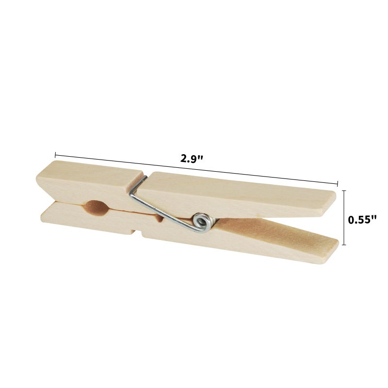 Ktojoy Wooden Clothes Pins 50 Pack  2.9 Inch  Large Natural Birchwood Rust  Moisture Resistant Clothes Pegs  Heavy Duty Wooden Clothespins Clothes Pins For Craft Wooden Clips For Pictures - Image 2