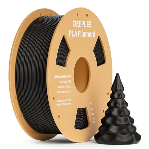 DEEPLEE PLA 1.75mm 3D Printer Filament, Dimensional Accuracy +/- 0.02mm, Neatly Wound, No Clogging, Vacuum Package, Fits for Most FDM 3D Printers, Cardboard Spool 1kg Black - Image 1