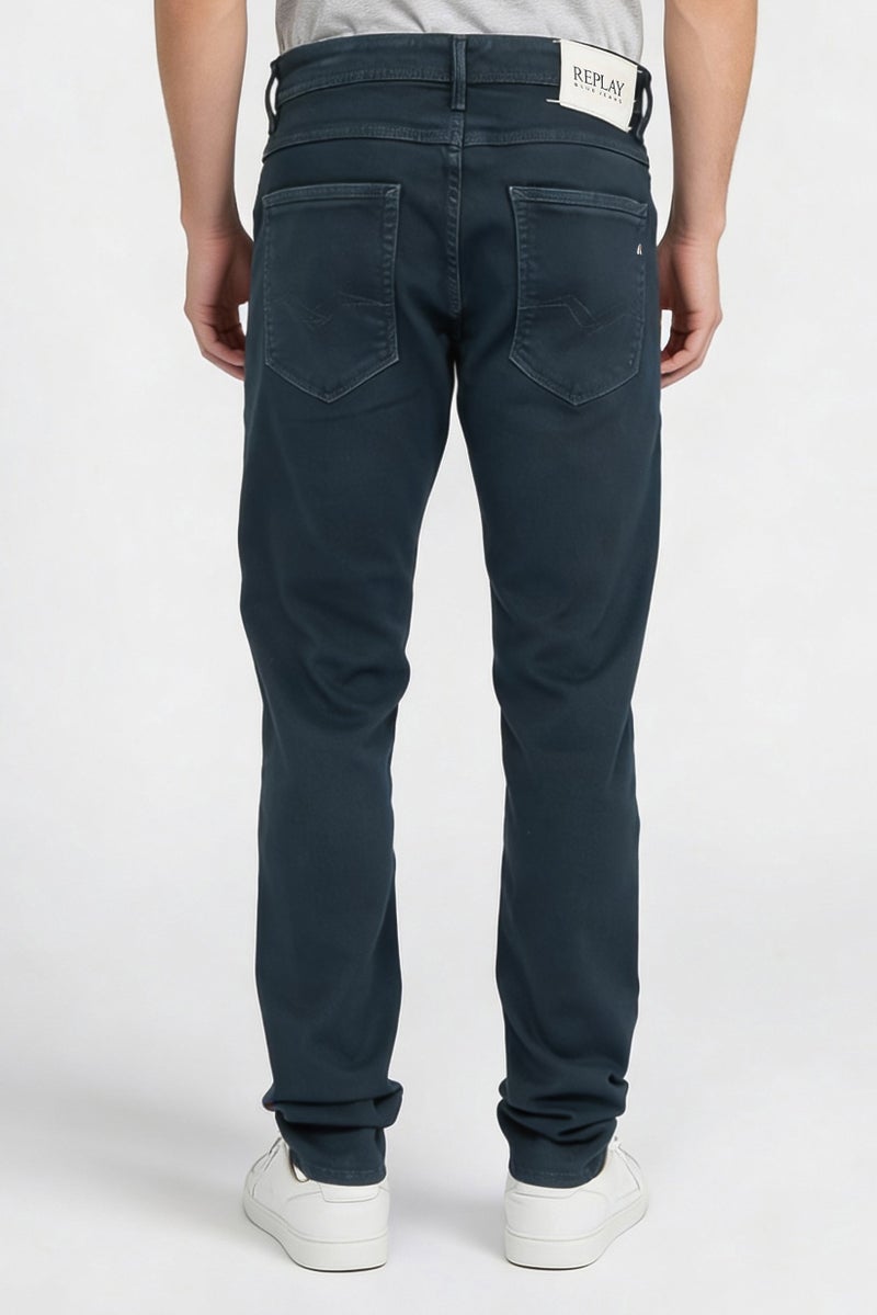 Replay Men Slim Fit Solid Stretchable Denim Jeans, Dark Blue - Image 4