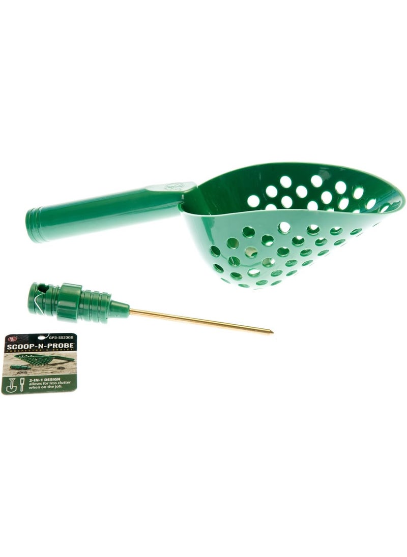 SE SE 14Inch Green Sand Scoop with Brass Probe for Gold Panning and Metal Detecting  2in1 Design with 418 Inch Probe  GP3SS23GG  - Image 1