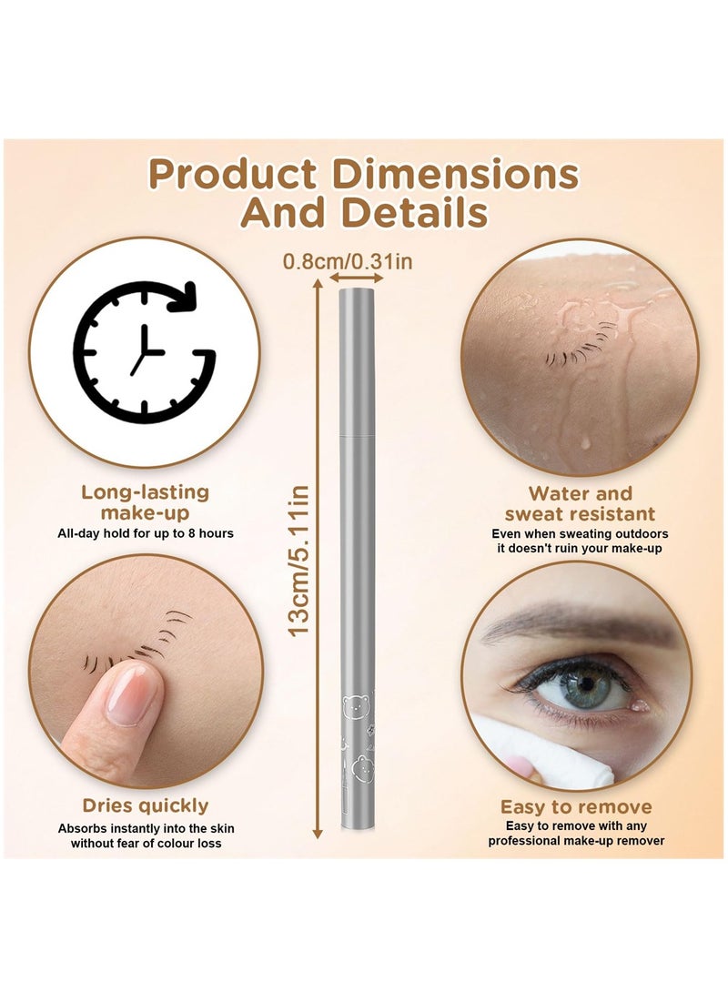 SYOSI Double Tip Lower Eyelash Pencil, Waterproof Liquid Eyeliner, Eyelash Pencil Long Lasting Sweat Proof Without Taking Off Makeup, Super Slim Eye Liner (Black+Brown)  - Image 5