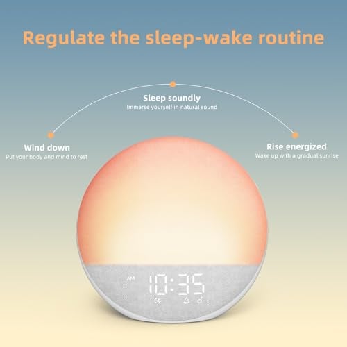 Odokee Sunrise Alarm Clock White Noise Machine: Natural Wake Up Light - Dimmable Clock with Bluetooth Speaker for Bedroom - 25 Sleep Sounds for Baby Adults Kids Frost White - Image 5