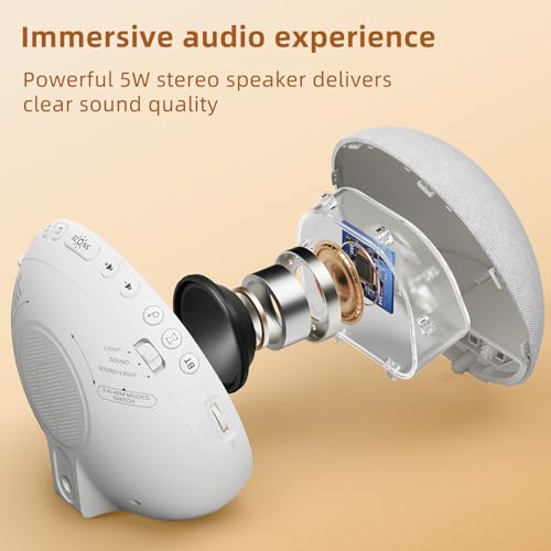 Odokee Sunrise Alarm Clock White Noise Machine: Natural Wake Up Light - Dimmable Clock with Bluetooth Speaker for Bedroom - 25 Sleep Sounds for Baby Adults Kids Frost White - Image 4