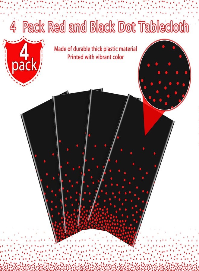 FunnyPars 4 Pack Red and Black Dot Plastic Tablecloth, Red Stamping Dot Confetti Rectangle Plastic Disposable Table Cover for Birthday Wedding Baby Shower Engagement Anniversary Party Decorations, 54 x 108 Inch - Image 4