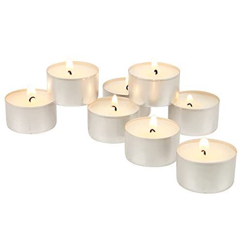 Stonebriar White Unscented Smokeless Long Burning Tea Light Candles with 8 Hour Burn Time 200 Count