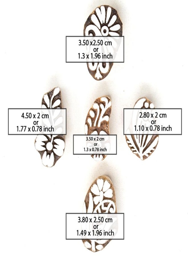 TWOGRAMS Wooden Printing Stamps - Wooden Blocks for Block Printing Stamp for Saree Border Dresses Craft Card Making Scrapbook Clay Pottery | Set of 5 | TwoGrams - Image 4