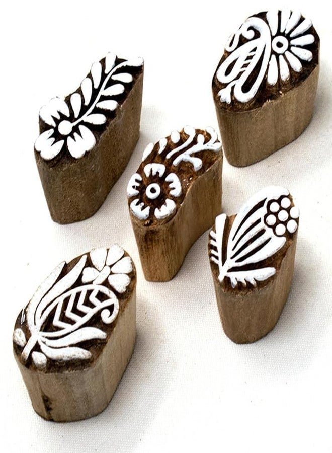 TWOGRAMS Wooden Printing Stamps - Wooden Blocks for Block Printing Stamp for Saree Border Dresses Craft Card Making Scrapbook Clay Pottery | Set of 5 | TwoGrams - Image 2