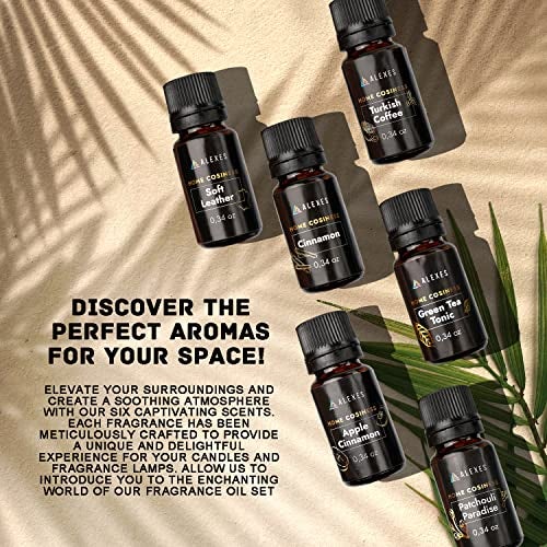 ALEXES Scented Oil Gift Set - Proffesional Fragrance Oils 6 Pack 10ml - Apple Cinnamon, Turkish Coffee, Patchouli Paradise, Soft Leather, Cinnamon, Green Tea Tonic - Image 4