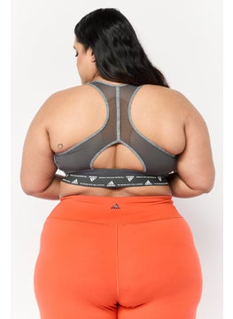 Adidas Women Plus Size Lightly Padded Training Sports Bra, Grey  - Image 3