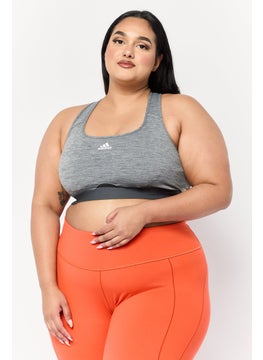 Adidas Women Plus Size Lightly Padded Training Sports Bra, Grey  - Image 1