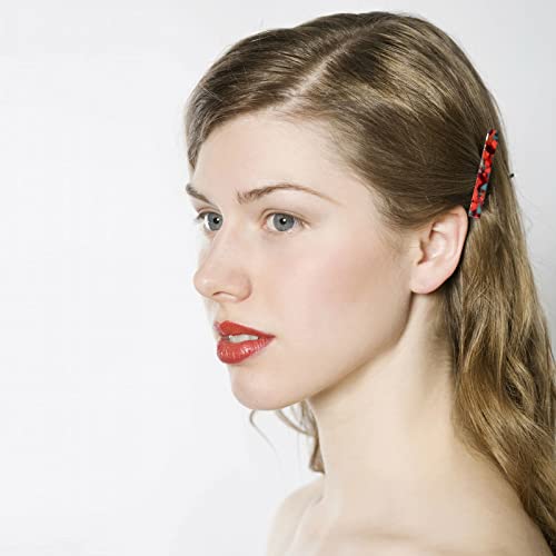Cobahom 12 Pack Thick Hair Duckbill Metal Duck Teeth Hair Clips for Women - Chic Tortoise Shell Hair Pins in Red, White, Blue, and Pink (2.36 Inch) - Image 2