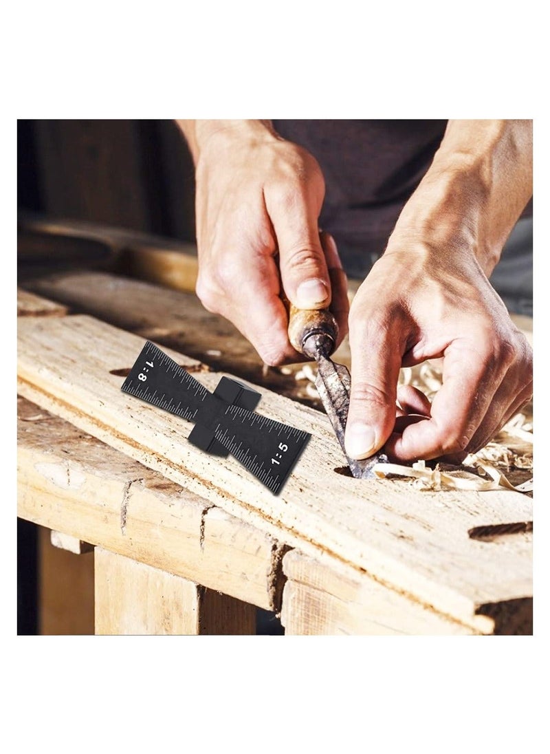 Y&D Dovetail Marker, Wood Tool, Aluminum Alloy Marking, Hand Cut Joints Accurate Ruler Gauge Template with Scale 1:5/1:8 for Woodworking (6.4*2.2*1.8)  - Image 2